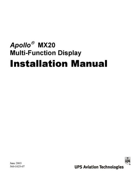 Installation Manual Multi Function Display Model 